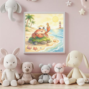 Cute Baby Cancer Zodiac Wall Art Poster