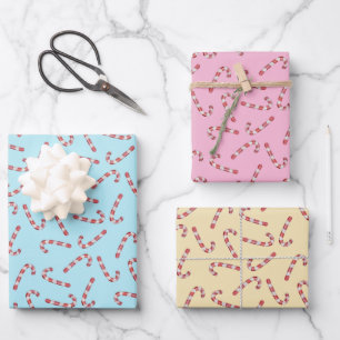 Cute Baby Candy Cane Vintage Christmas Wrapping Paper Sheet