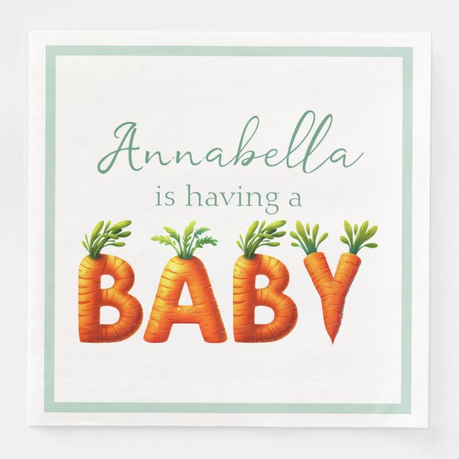 Cute Baby Carrots Spring Baby Shower Napkin (Front)