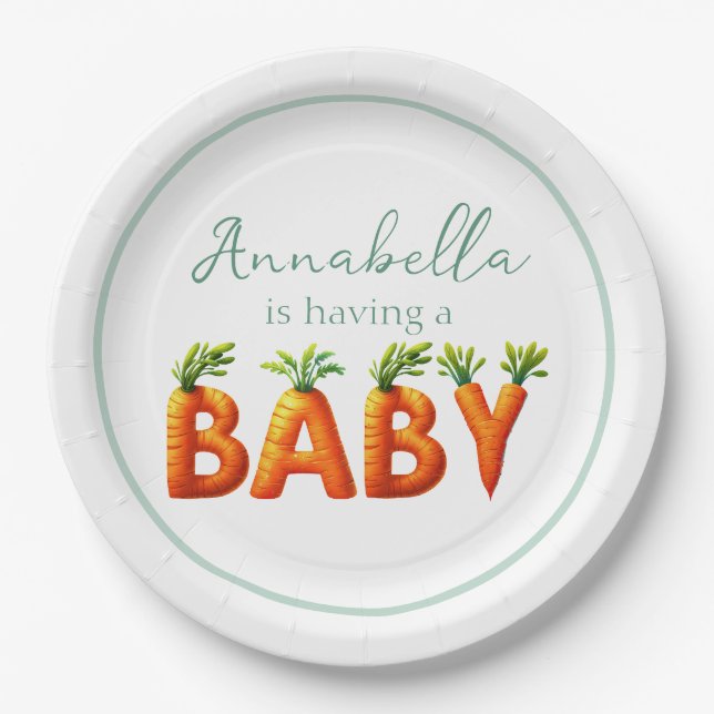 Cute Baby Carrots Spring Baby Shower Paper Plate (Front)