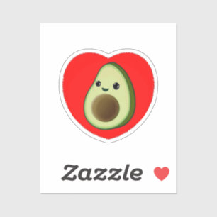 Cute Baby Cartoon Avocado In Red Heart