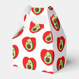 Cute Baby Cartoon Avocado In Red Heart Favor Box