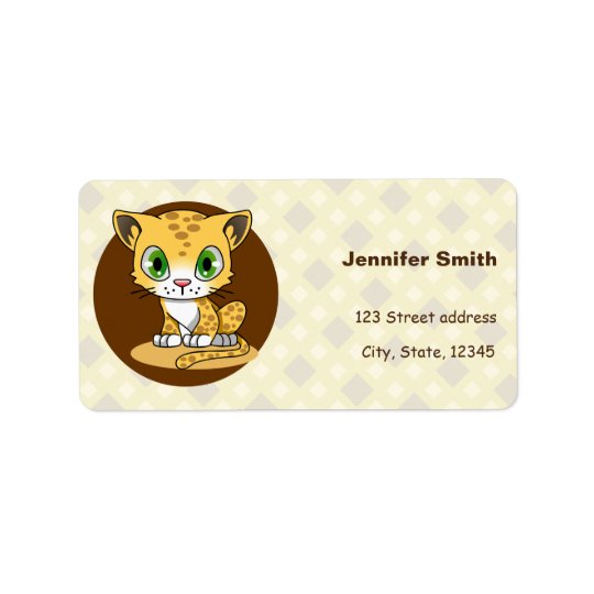 Cute baby cat leopard cartoon address labels