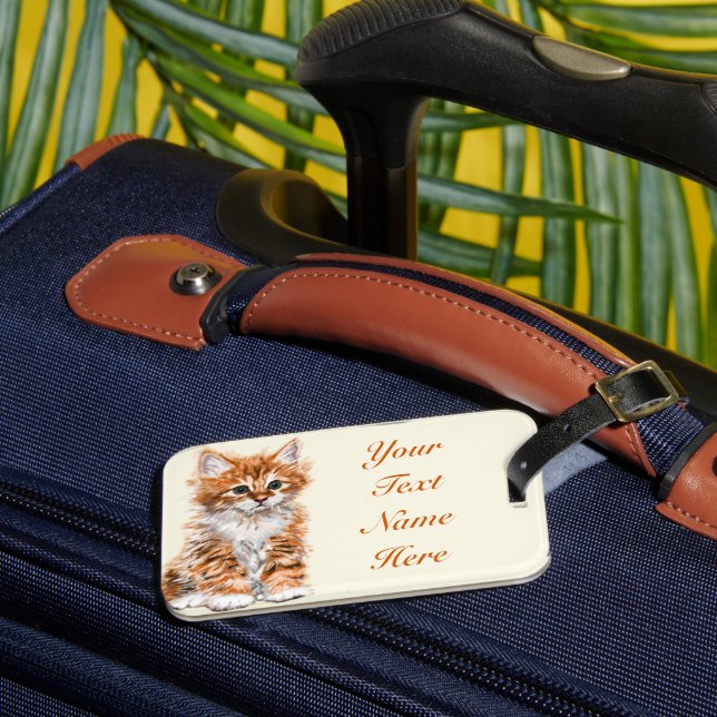 Cute Baby Cat Luggage Tag Custom Text Name (Front Insitu 3)
