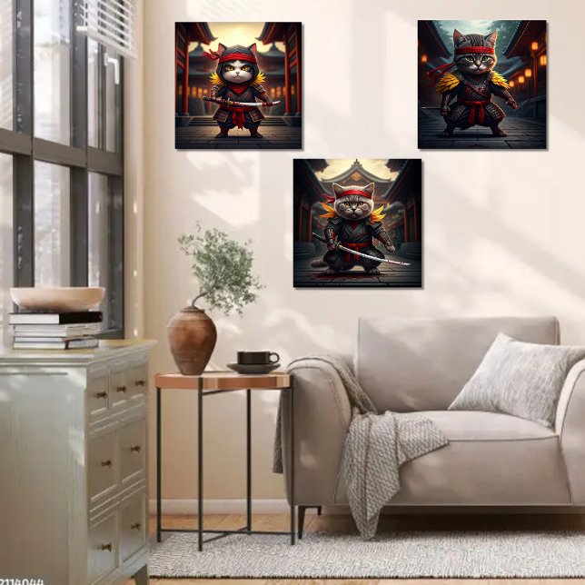 Cute Baby Cat Ninjas Print Set de 3 (Créateur téléchargé)