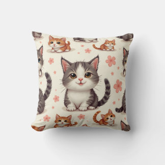 cute baby cat throw pillow