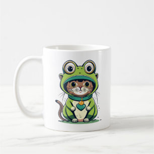 Cute Baby Cat with Frog Hat Coffee Mug