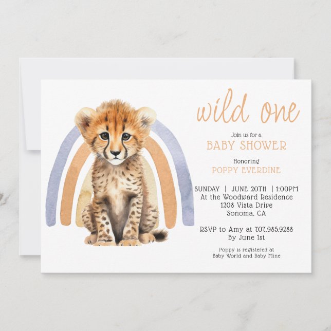 Cute Baby Cheetah Baby Shower Invitation (Front)