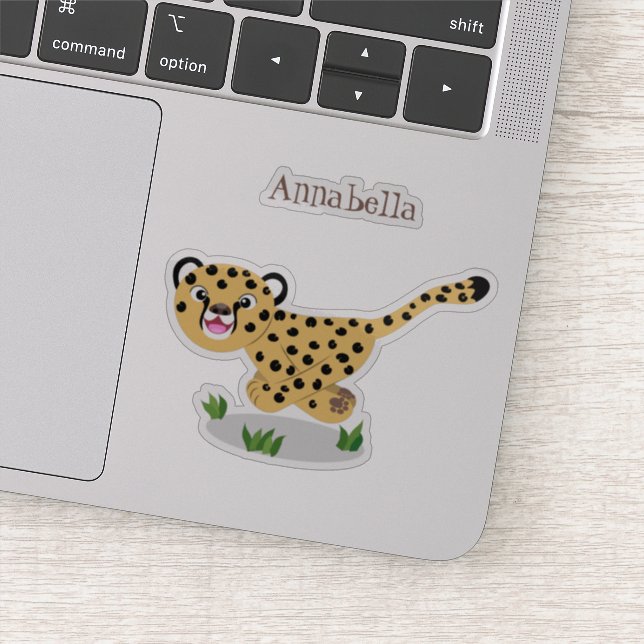 Cute baby cheetah running cartoon illustration (Detail)