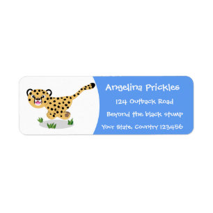 Cute baby cheetah running cartoon illustration