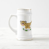 Cute baby cheetah running cartoon illustration