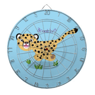 Cute baby cheetah running cartoon illustration dartboard