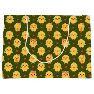 Cute Baby Chick Love with Hearts Large Gift Bag