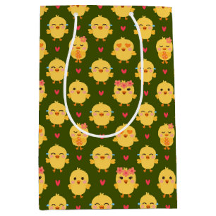 Cute Baby Chick Love with Hearts Medium Gift Bag