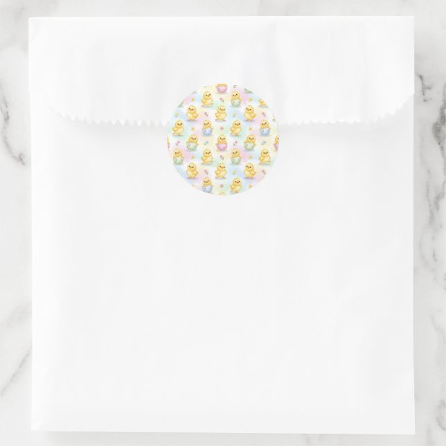 Cute Baby Chick Watercolor Easter Classic Round Sticker (Bag)
