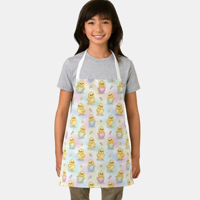 Cute Baby Chick Watercolor Easter Kids Apron (Insitu)
