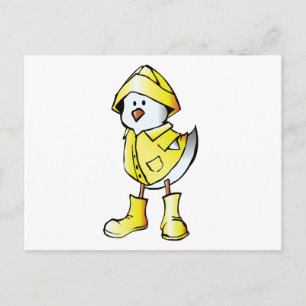 Cute Baby Chick Wearing a Yellow Raincoat Postcard