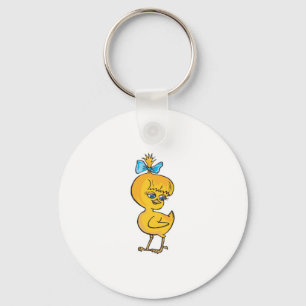 cute baby chick with bow keychain