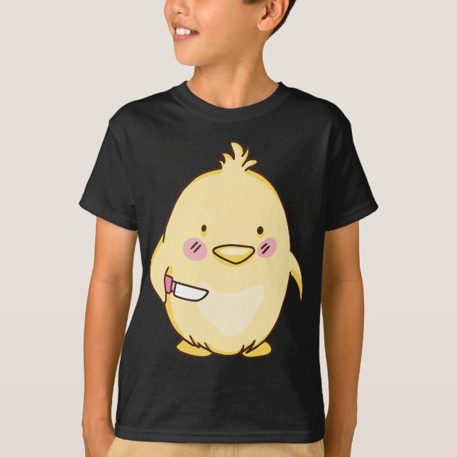 Cute baby chick with knife T-Shirt (Front)