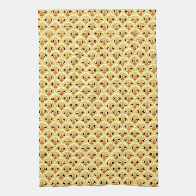 Cute Baby Chicks Pattern Yellow Kitchen Towel (Vertical)