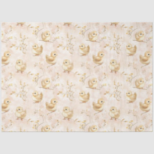 Cute Baby Chicks Pink Watercolor Pattern Tissue Paper