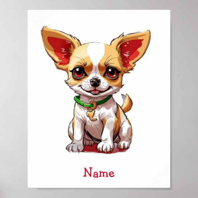 Cute Baby Chihuahua Custom Name Poster (Front)
