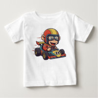 Cute Baby Chimp Race Car Driver