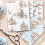Cute Baby Christmas Wrapping Paper<br><div class="desc">Cute Christmas Blue and Green Wrapping Paper Sheets. Cute Christmas baby bear, Christmas tree, gifts, gingerbread cookies, snowflakes and stars. Faux glitter details.</div>