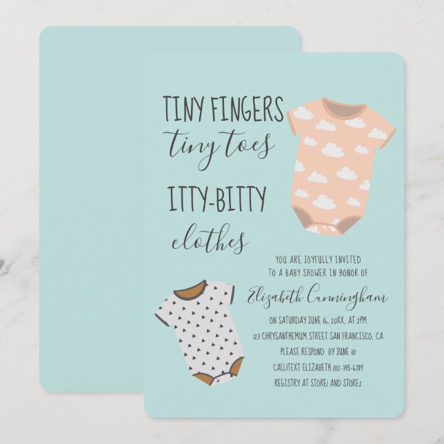 Cute Baby Clothes Baby Shower Party Invitation (Front/Back)