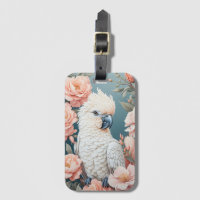 Cute Baby Cockatoo Parrot Soft Pink Flowers