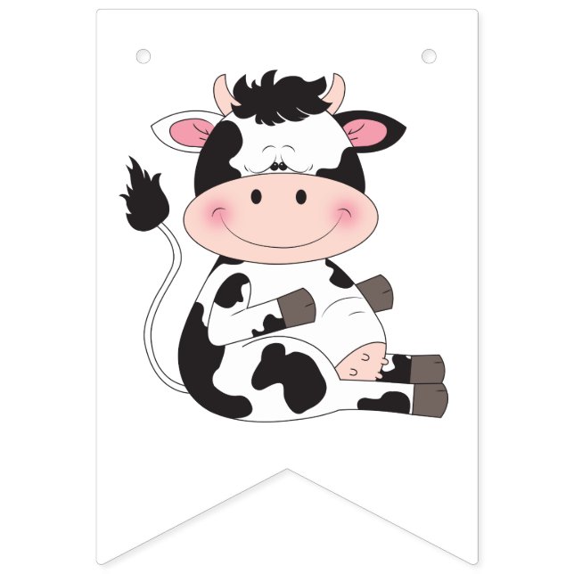 Cute Baby Cow Cartoon Bunting Flags (First Flag)