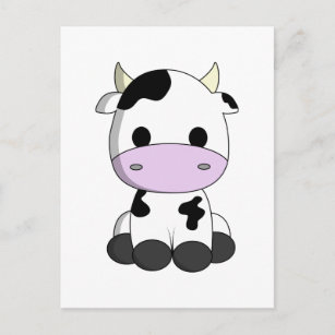 Cute baby cow cartoon postcard