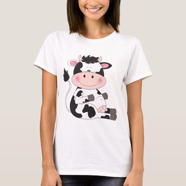 Cute Baby Cow Cartoon T-Shirt (Front)