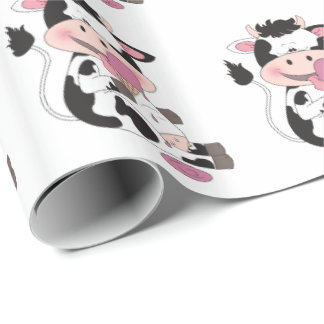Cute Baby Cow Cartoon With His Favourite Treat Wrapping Paper
