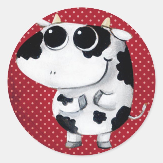Cute Baby Cow Classic Round Sticker (Front)