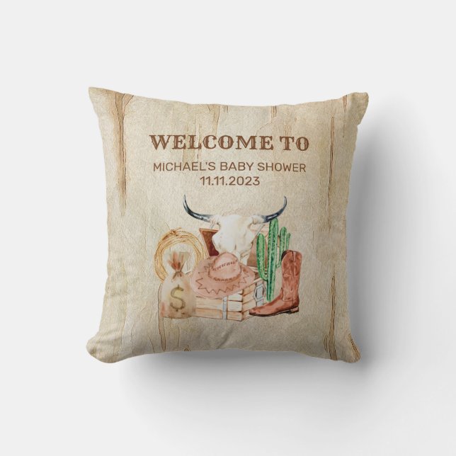 Cute Baby Cowboy Throw Pillow (Front)