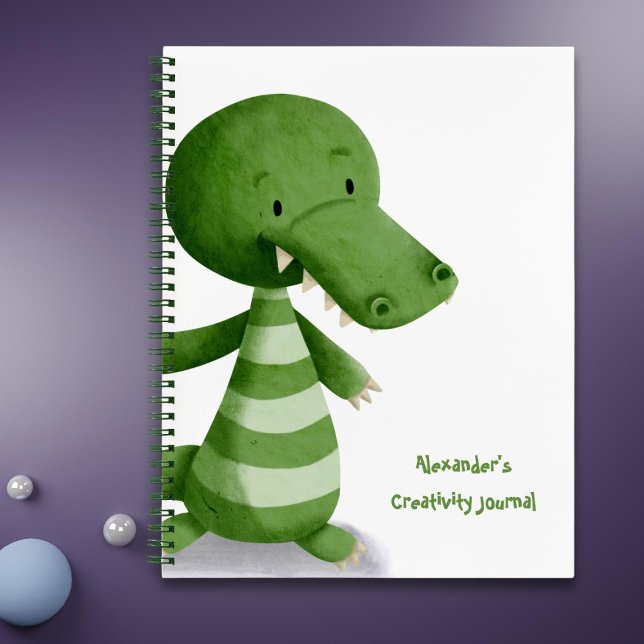 Cute Baby Crocodile Illustration Personalized Notebook (Creator Uploaded)