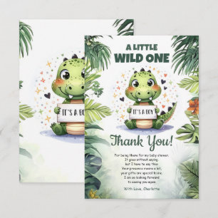 Cute Baby Crocodile in jungle watercolor Thank You Card