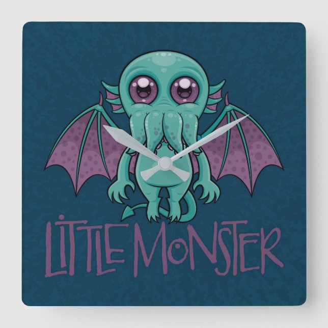 Cute Baby Cthulhu Little Monster Square Wall Clock (Front)