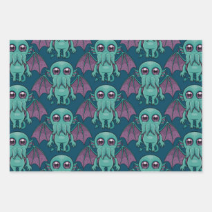 Cute Baby Cthulhu Monster Wrapping Paper Sheet