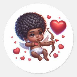 Cute Baby Cupid with Heart & Arrow Classic Round Sticker