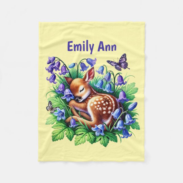 Cute baby deer add name ` fleece blanket (Front)