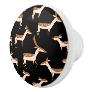 Cute Baby Deer and Family Ceramic Knob