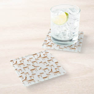 Cute Baby Deer and Family Glass Coaster