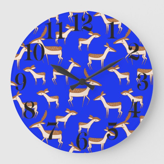 Cute Baby Deer and Family Large Clock (Front)