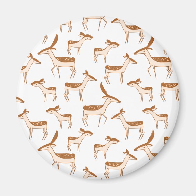 Cute Baby Deer and Family Magnet (Front)