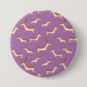 Cute Baby Deer and Family on Lavender Purple 3 Inch Round Button