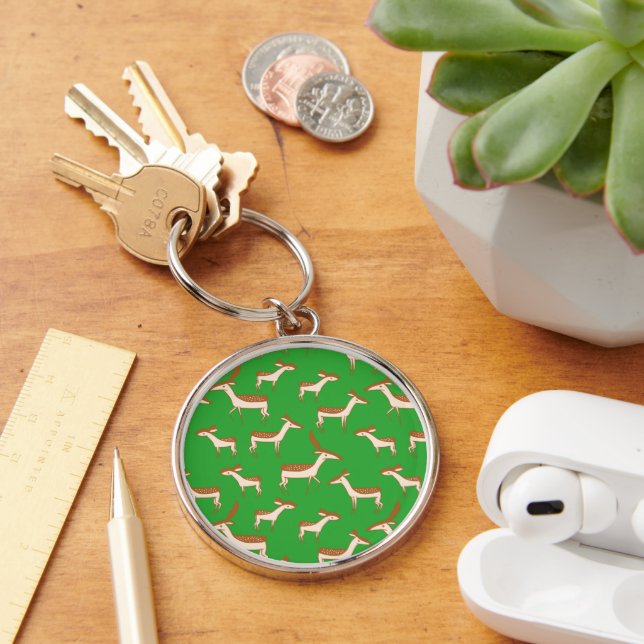 Cute Baby Deer and Family on Light Green Keychain (Desk)