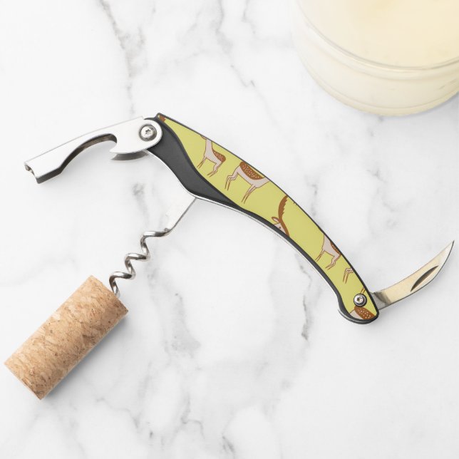 Cute Baby Deer and Family on Pastel Yellow Corkscrew (Front)