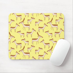 Cute Baby Deer and Family on Pastel Yellow Mouse Pad